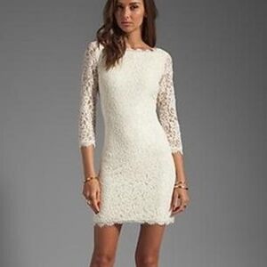 Gorgeous Diane Von Furstenberg Cream Zarita Lace Dress, Sz. 8